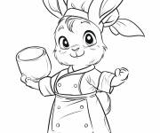 Coloriage Lapine chef de cuisine mignonne