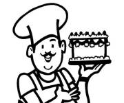 Coloriage Le chef avec un g&acirc;teau si beau