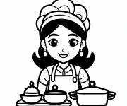 Coloriage Le chef et son plat sp&eacute;cial