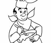 Coloriage et dessins gratuit Le chef m&eacute;lange les ingr&eacute;dients à imprimer
