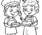 Coloriage Les deux enfants comme des chefs adorables