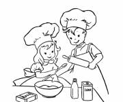 Coloriage Les enfants jouant les roles des chefs