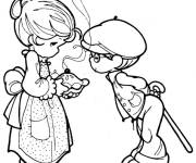 Coloriage Les enfants tout mignons ont pr&eacute;par&eacute;s la tarte