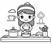 Coloriage Maître de cuisine culinaire souriant