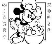 Coloriage Mickey Mouse pr&eacute;pare la tarte