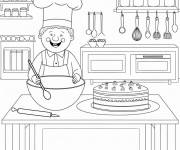 Coloriage Paysage de Chef &agrave; la cuisine