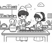 Coloriage Un chef prépare une friandise