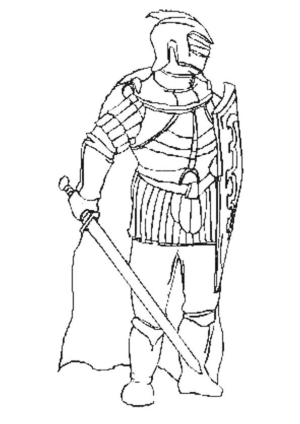 Coloriage Chevalier avec une épée dessin gratuit à imprimer chevalier avec une epee
