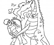 Coloriage Chevalier contre le Dragon