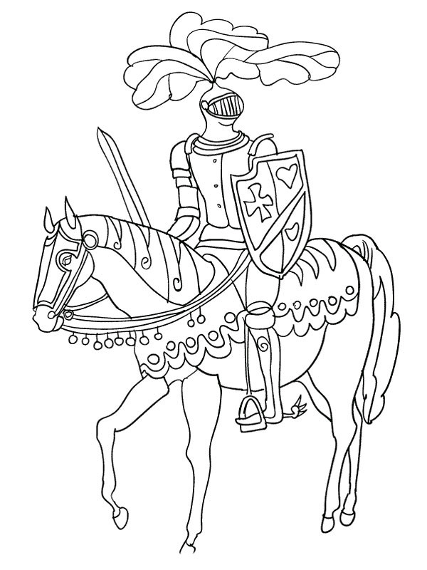 Coloriage Chevalier Croisade Facile Dessin Gratuit A Imprimer