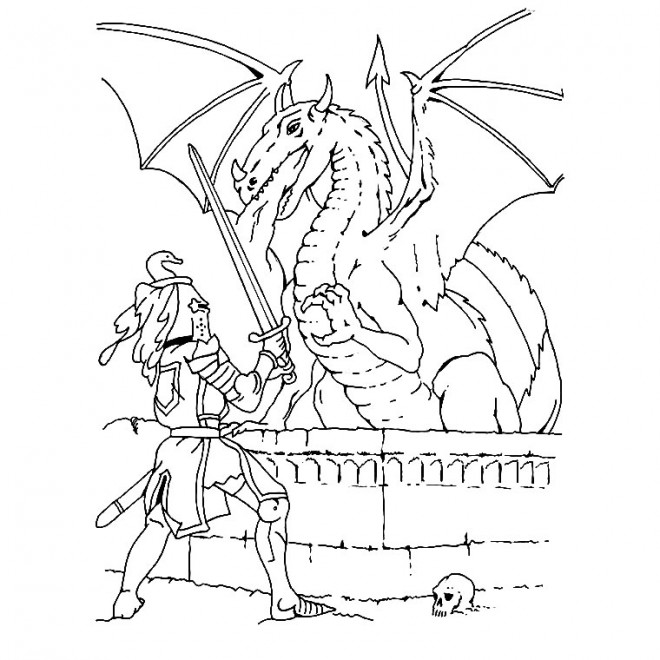 Coloriage et dessins gratuits Chevalier Dragon à imprimer