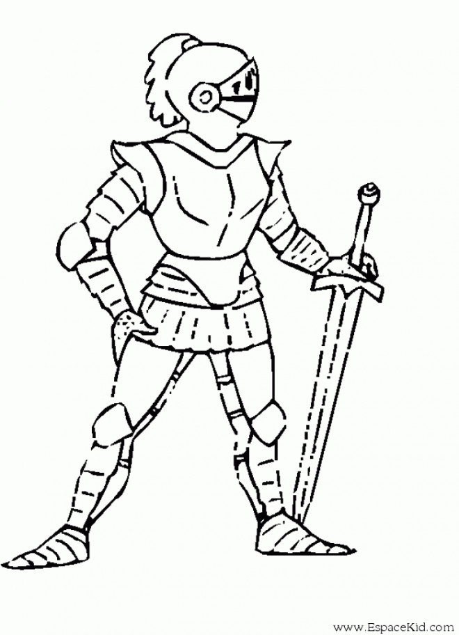 Coloriage Chevalier En Armure Facile Dessin Gratuit A Imprimer