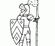 Coloriage Chevalier en garde