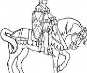 Coloriage Chevalier et cheval élégant