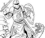 Coloriage Chevalier et Dragon dessin &agrave; t&eacute;l&eacute;charger