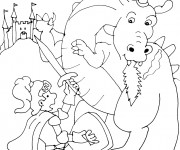 Coloriage Chevalier Et Dragon Devant Le Chateau Coloriage Chevalier Et Dragon Devant Le Chateau