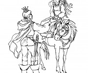 Coloriage Chevalier et princesse