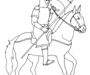 Coloriage Chevalier pr&eacute;par&eacute; pour la bataille