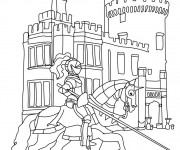 Coloriage Chevalier près de son château