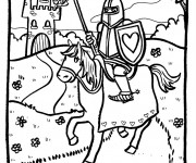 Coloriage Chevalier qui quitte le ch&acirc;teau