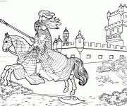 Coloriage Chevalier quittant son château