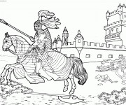 Coloriage Chevalier quittant son ch&acirc;teau