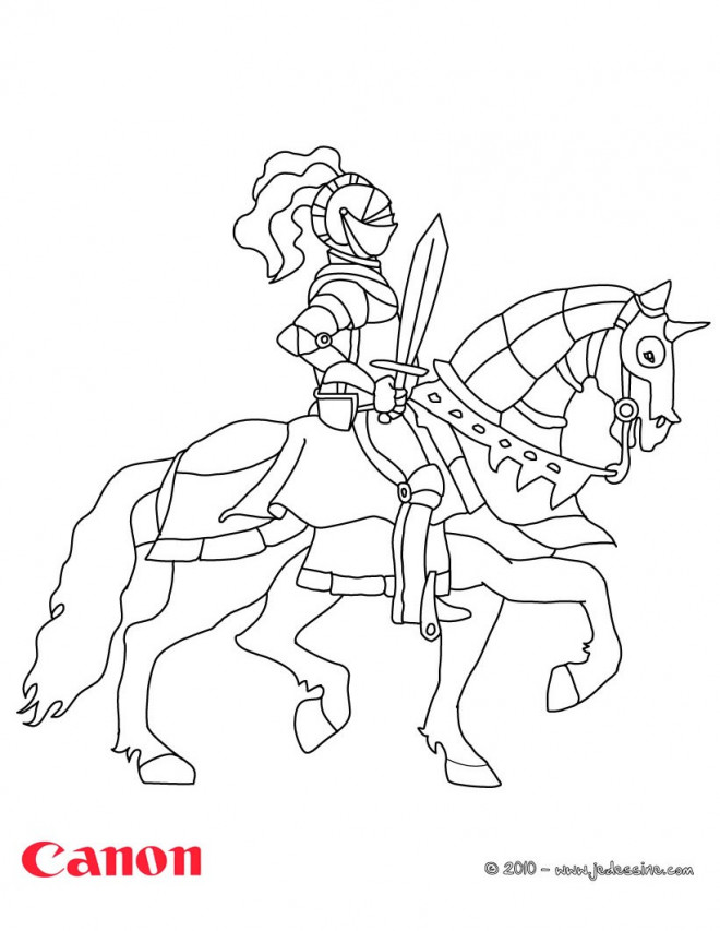 Coloriage Chevalier Sur Son Cheval Dessin Gratuit A Imprimer