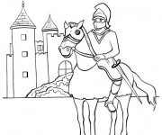 Coloriage Le Prince Chevalier et son château