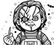 Coloriage Chucky &agrave; motif en chauve souris