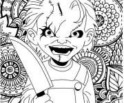 Coloriage Chucky &agrave; motif zentangle