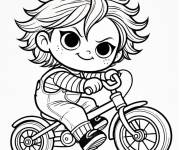 Coloriage Chucky &agrave; v&eacute;lo