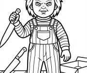 Coloriage Chucky agrippe un couteau de cuisine