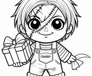 Coloriage Chucky apporte un cadeau
