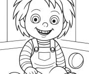 Coloriage Chucky assis dans sa chambre