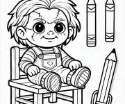 Coloriage Chucky assis sur la chaise