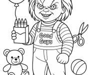 Coloriage Chucky avec des crayons de couleurs