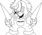 Coloriage et dessins gratuit Chucky avec deux couteaux pour enfants à imprimer