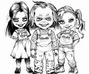 Coloriage Chucky avec Glen et Tiffany