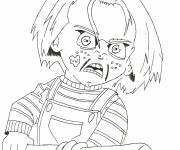 Coloriage Chucky avec le b&acirc;ton