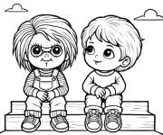 Coloriage Chucky avec son ami humain