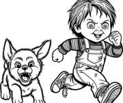 Coloriage Chucky avec son chien