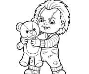 Coloriage Chucky avec son jouet en peluche