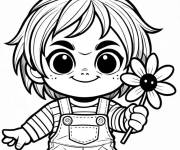 Coloriage Chucky avec une fleur