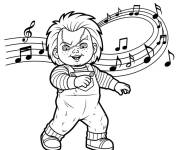Coloriage Chucky avec une note de musique