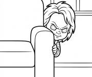 Coloriage Chucky cach&eacute; derri&egrave;re le canap&eacute;