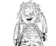 Coloriage Chucky effrayant avec deux couteaux