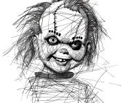 Coloriage Chucky en abstrait