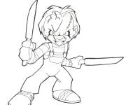 Coloriage Chucky en attaquant