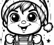 Coloriage Chucky en bonnet de p&egrave;re no&euml;l