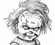 Coloriage Chucky en noir et blanc pour enfants